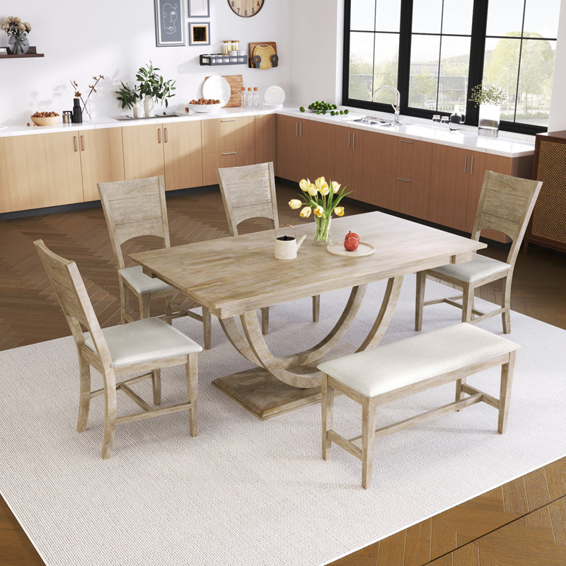 Beige dining bench discount